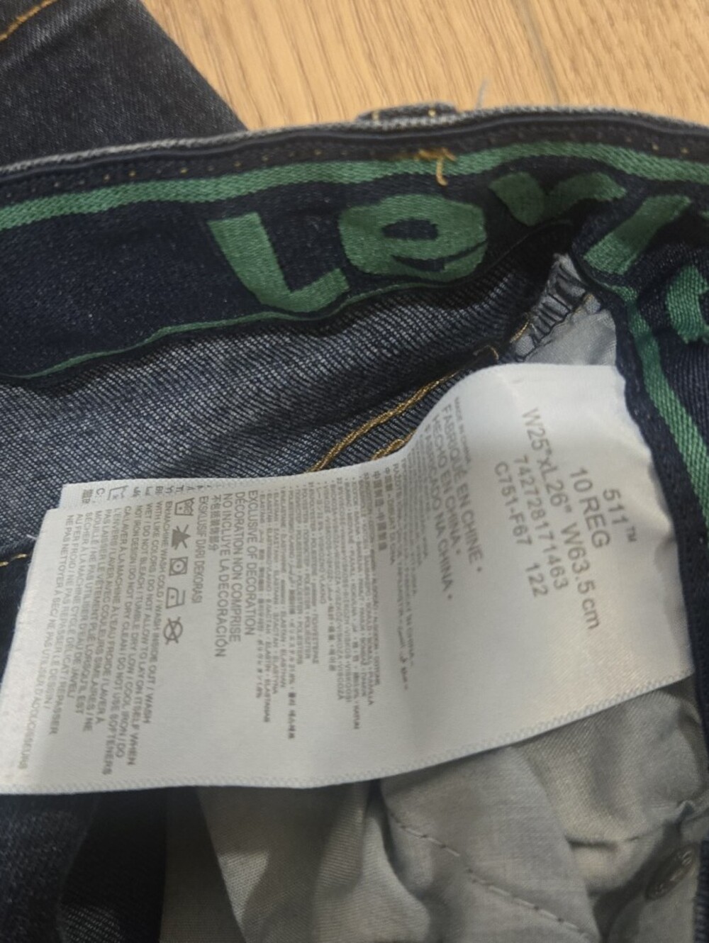 Levi's 511 Boy's Slim Straight Jeans in Dark Indigo, Size 10R, W25, L26 - Picture 5 of 7